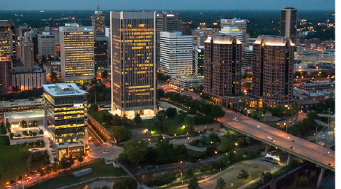 The Richmond skyline at night