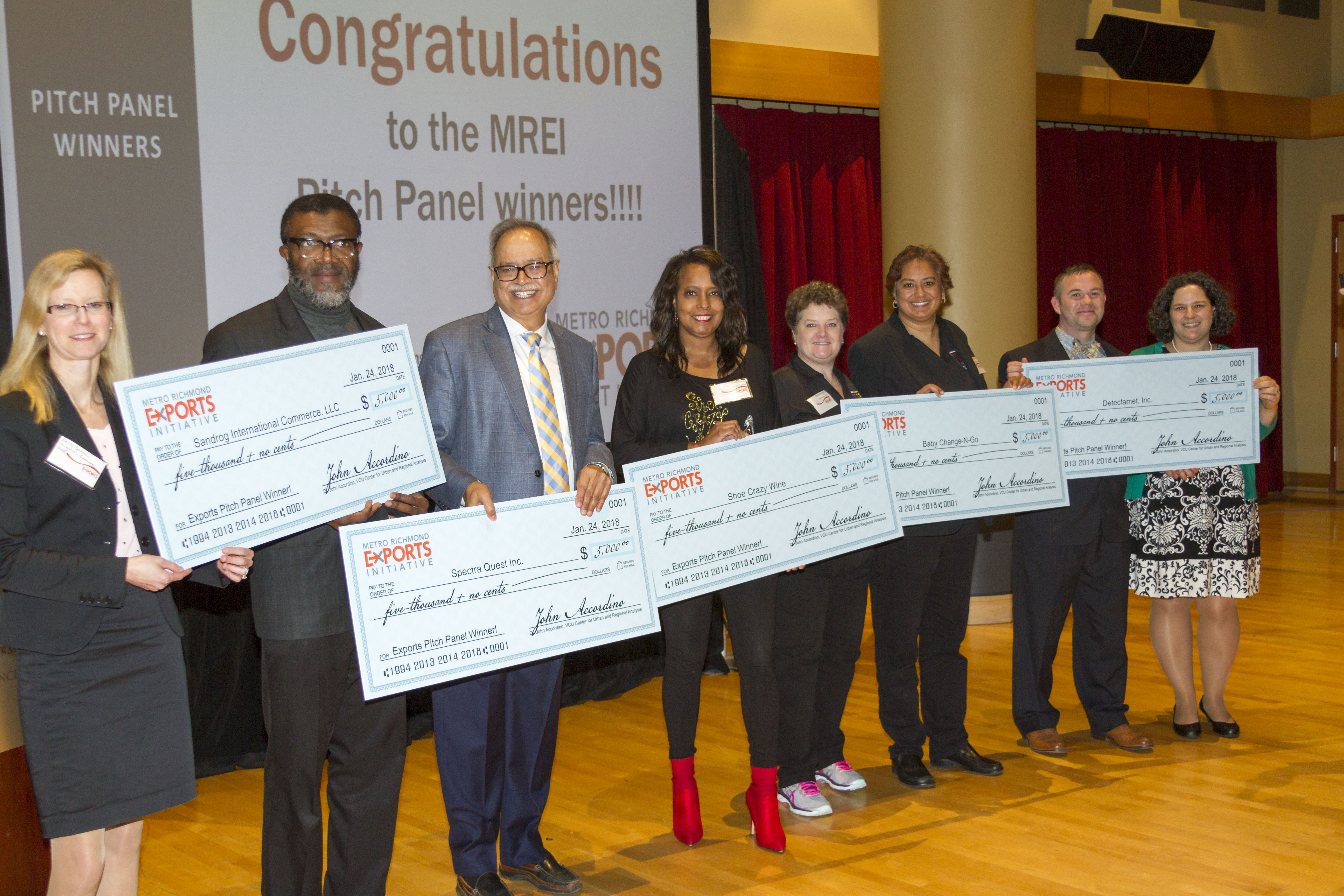 Winners of the Metro Richmond Exports Initiatives and representatives of the Virginia Gateway Region and Greater Richmond Partnership gather after the competition.