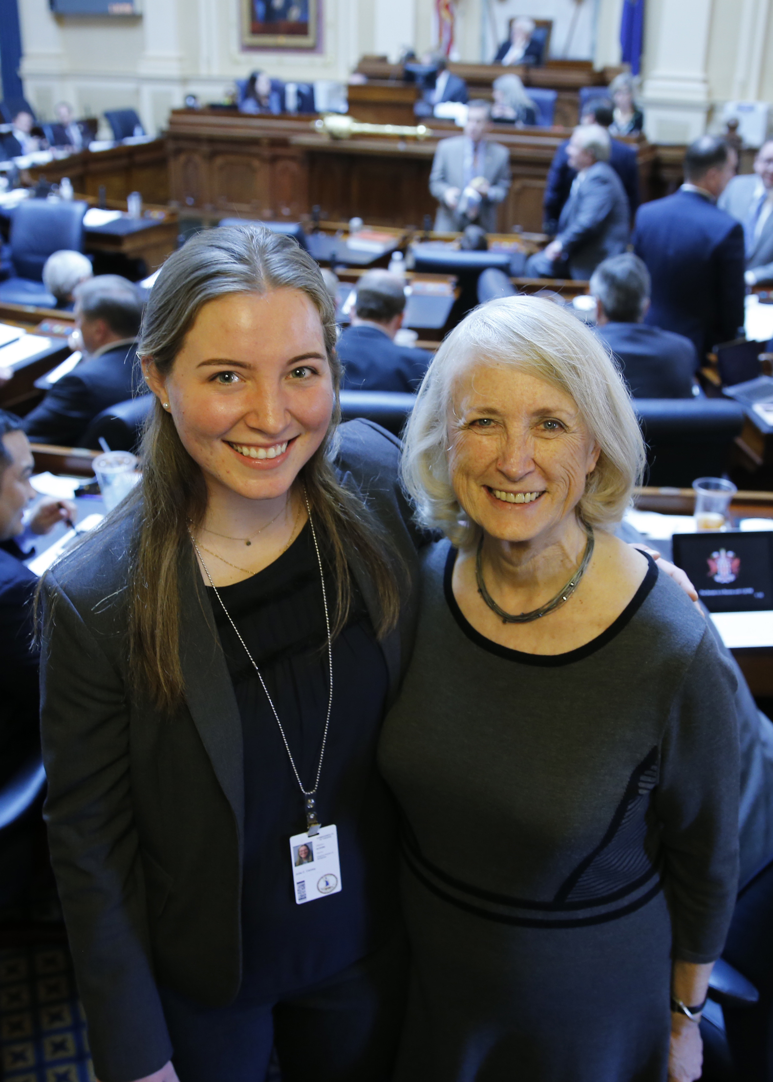 Former Virginia Capital Semester student Julia Carney with Del. Vivian E. Watts.
