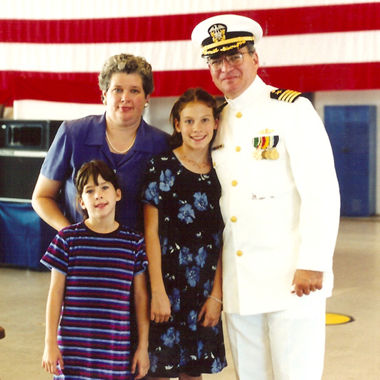 John Mahoney with his wife and two daughters.