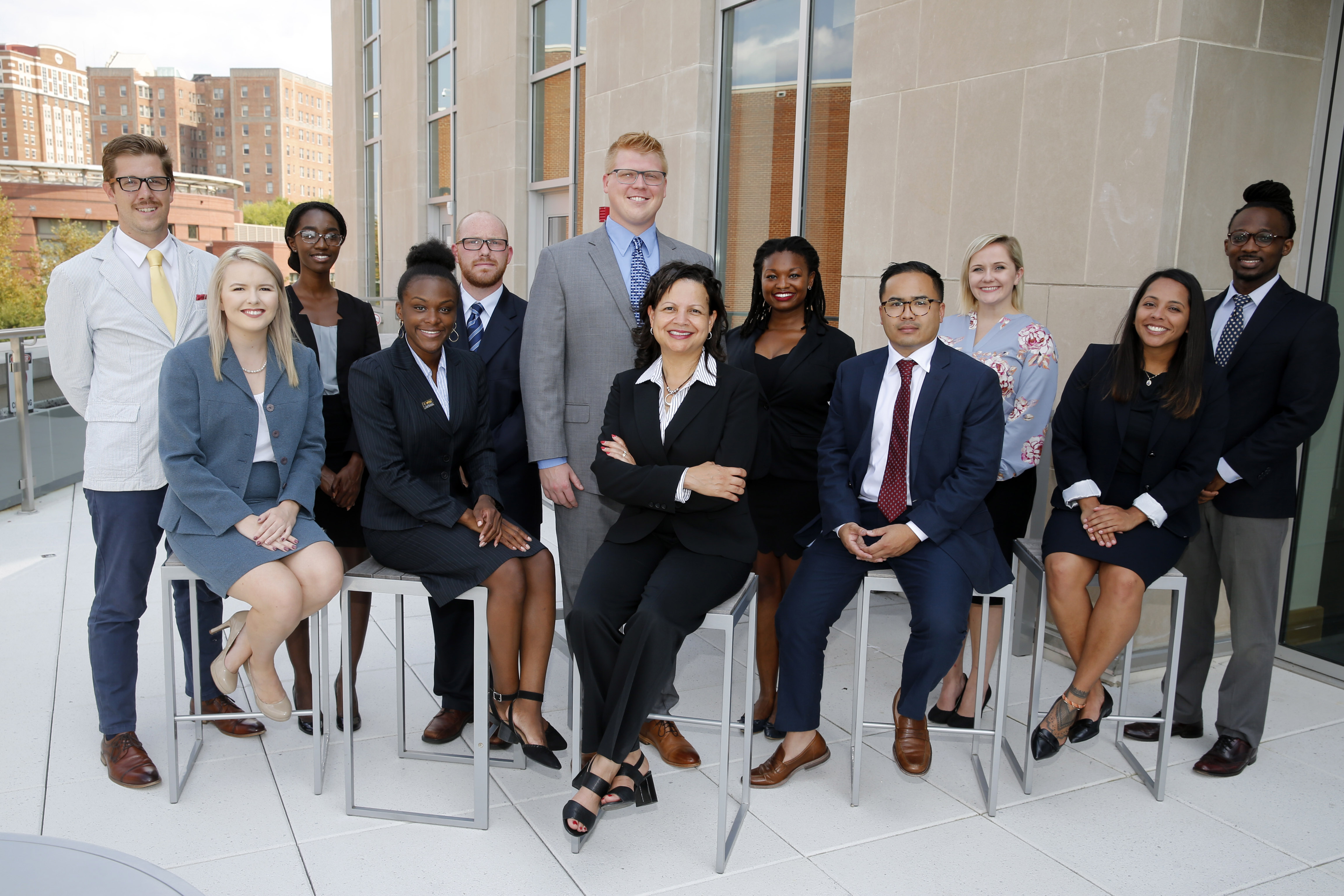  Wilder Fellows with Interim Dean Susan Gooden. Left to right: Jeffrey Crawford, Ashley Ferguson, Maya Coleman, J’Niyah Knox-Wilson, Linwood Rogers, Conor Blackwood, Interim Dean Susan Gooden, Ph.D., Lark Washington, Eric Mai, Aleigh Faulk, Gabriella Pino-Moreno, and Javon Johnson