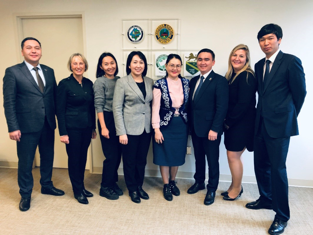 The Kyrgyz delegation with Jordan Stewart (Wilder School Center for Public Policy Legislative Liaison) and Ludmila, their translator. Photo courtesy of Jordan Stewart.